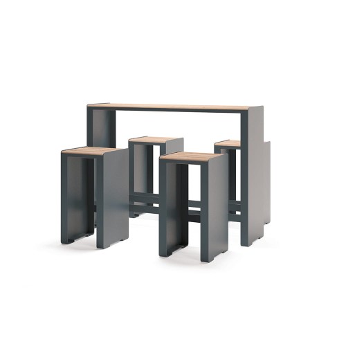 Indre By Bar Set: Table &amp; 4 Bar Stools in modern design.