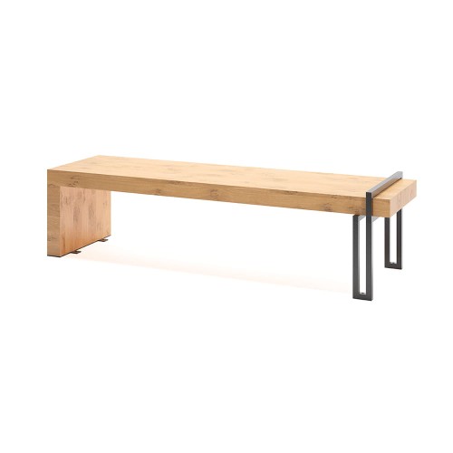 Vesterbro 4 Seater Public Backless Bench in oak with modern metal legs.