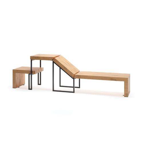 Vesterbro Lounge Bench with Small Table in Oak