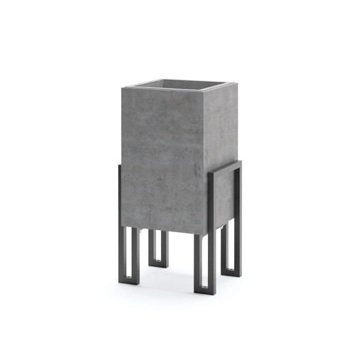 Concrete Vesterbro Street Litter Bin with a modern metal frame.