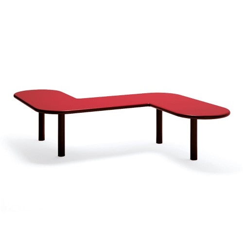 Sydhavn Public Backless Bench, S-shaped, red.