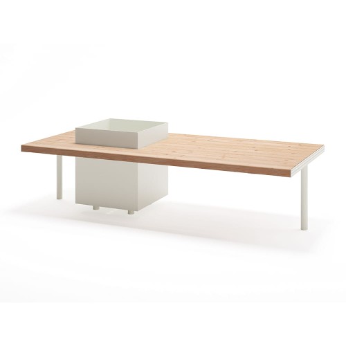 Holmen Bench with integrated planter box, small size.