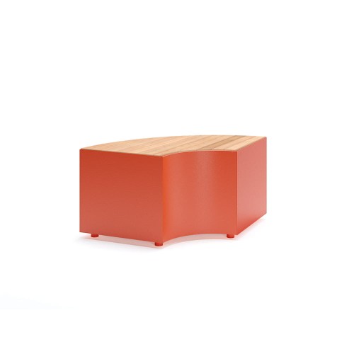 Valby Public Backless Bench | Quarter Round in orange with wooden seat