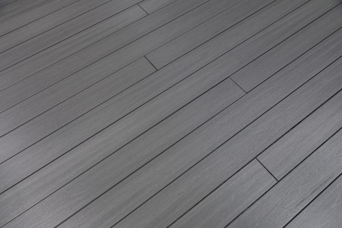 WPC SET SGLLG (M2) + JOIST + PLASTIC CLIPS decking boards in dark grey color.