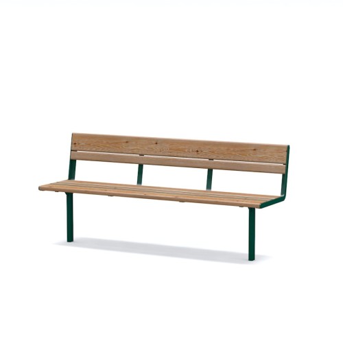 Latinerkvarteret 4 Seater Public Backrest Bench with wooden seat and backrest.