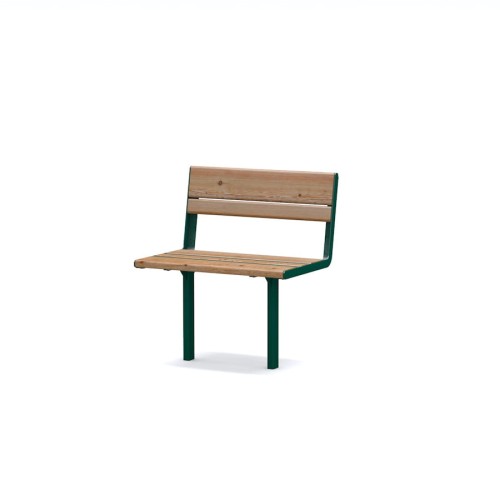 Latinerkvarteret 1 Person Backrest Bench with wooden seat and green metal frame.