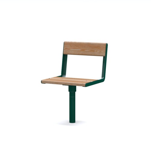 Latinerkvarteret swivel chair with backrest in green metal frame and wooden seat.