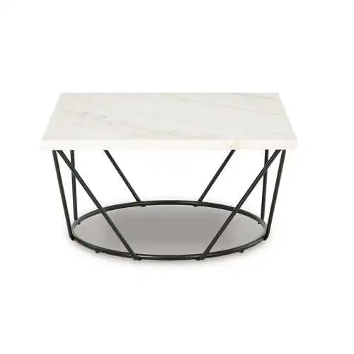 High quality modern creative coffee table with unique powder-coated metal frame and marble side table.