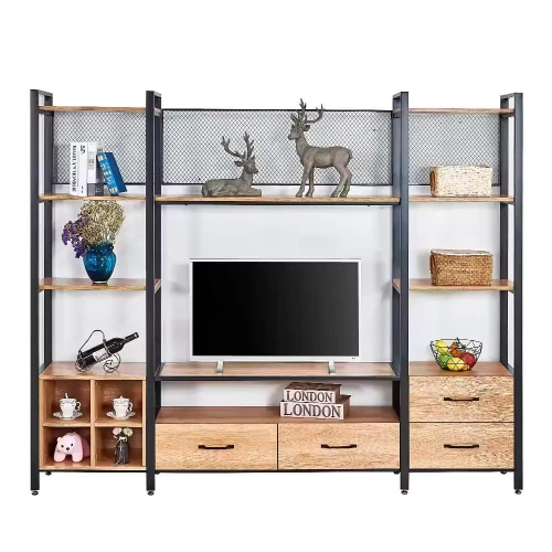 Customized Iron With MDF Wardrobe Cabinet Metal Frame with shelves and decorative items