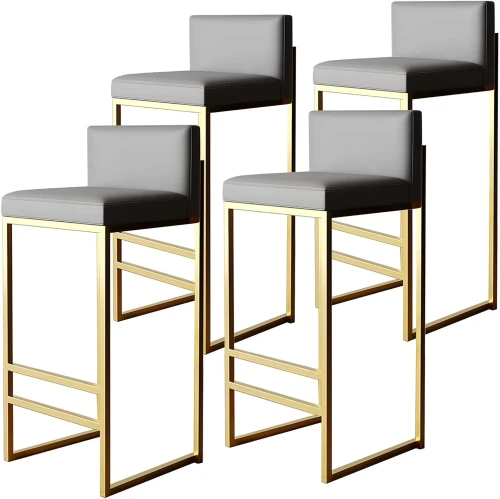 Moderne Küchenbarhocker mit Rückenlehne, gepolstert mit PU-Leder.