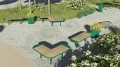Nordhavn Public Backless Bench | L-shaped placed in a park setting.