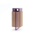 Amager Street Litter Bin with wooden panels and purple frame.
