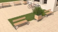 Amager Bike Stand next to benches and plants in outdoor area