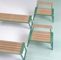 Nørrebro 1 Person Backrest Bench in mint green with wooden slats.
