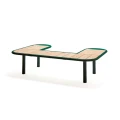 Nordhavn Public Backless Bench | U-shaped with black legs and wooden seating surface.