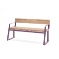 Amager 3 Seater Public Backrest Bench with Armrest, purple frame.