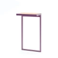 Amager Outdoor Bar Table, modern minimalist design with purple frame and wooden top