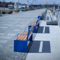 Indre By 3 Seater Public Backrest Bench with Armrest in an urban park setting