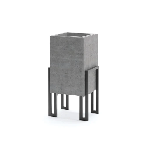 Concrete Vesterbro Street Litter Bin with a modern metal frame.