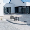 Modern Vesterbro Bike Racks in front of a building.