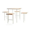 Holmen Bar Set: Table &amp; 4 Bar Stools in white and wood finish
