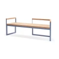 Christiania 4 Seater Public Backrest Bench w/ Armrest, wooden seat with metal frame.