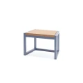 Christiania Outdoor Stool with wooden top and metal frame.