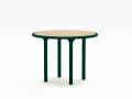 Nordhavn Round Outdoor Table 120 cm with wooden top and green metal legs