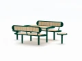 Nordhavn Set: Table &amp; 2 Benches &amp; 2 Bar Stools in black and natural wood finish.