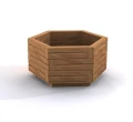 Wooden flowerpot IV, hexagonal wooden planter.
